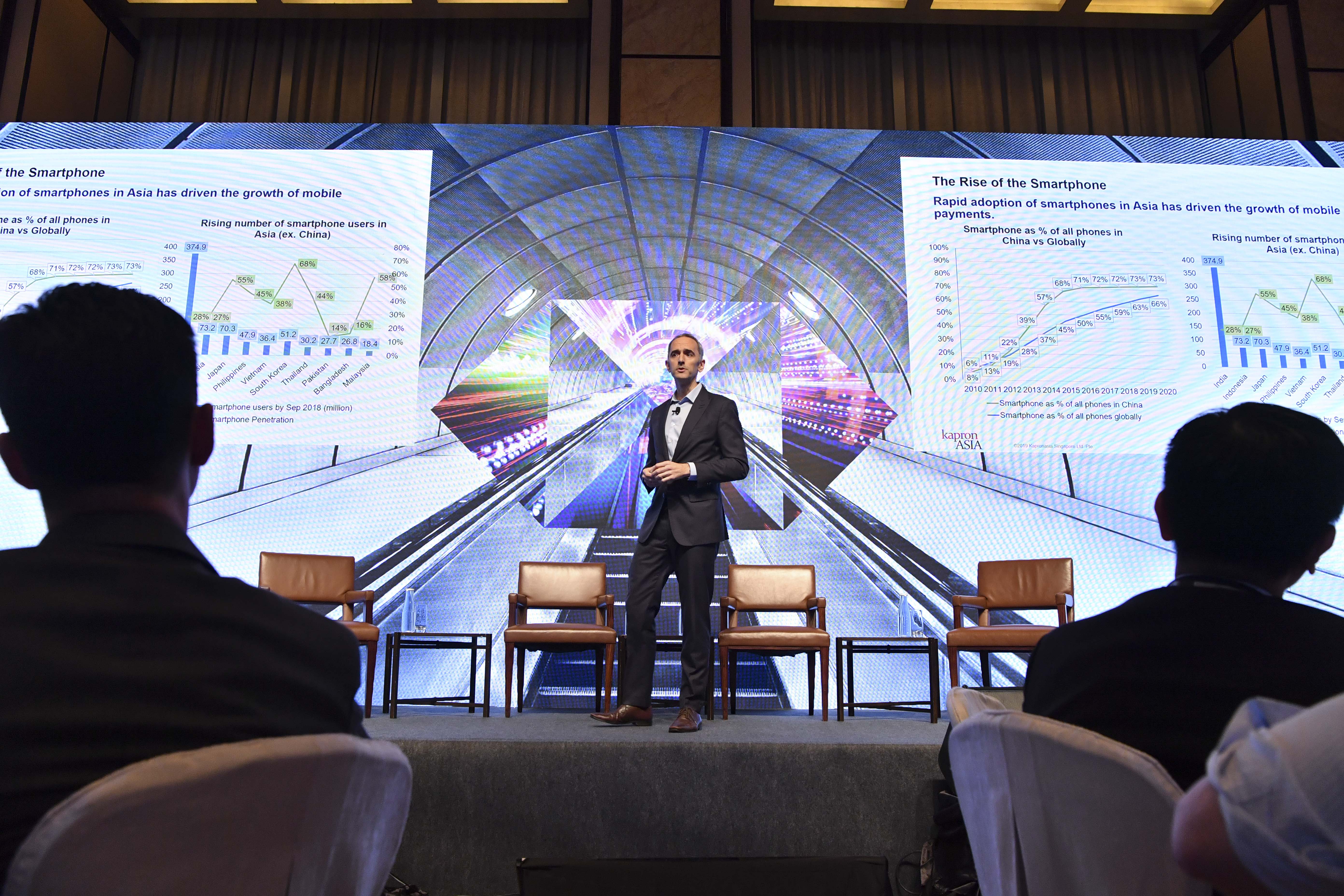 Zennon Kapron delivering a keynote on the future of money
